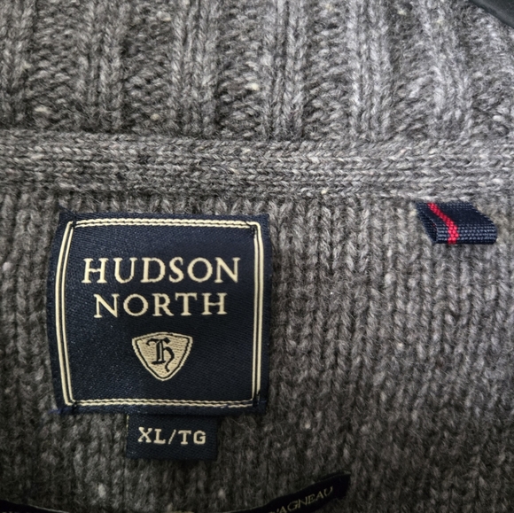 HUDSON NORTH Lambswool Blend Grey Shawl Collar Sweater. Size Mens XL - Picture 4 of 10